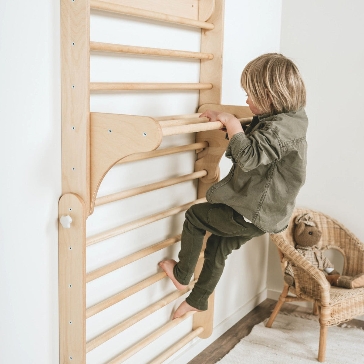 Pikler Triangle Climber with Swedish Wall Add-On (Ages 6m–7y)