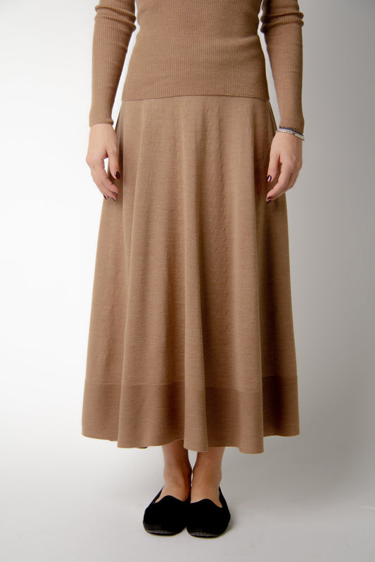 Extra Fine Merino Wool A-Line Skirt (3D-Knit)-0