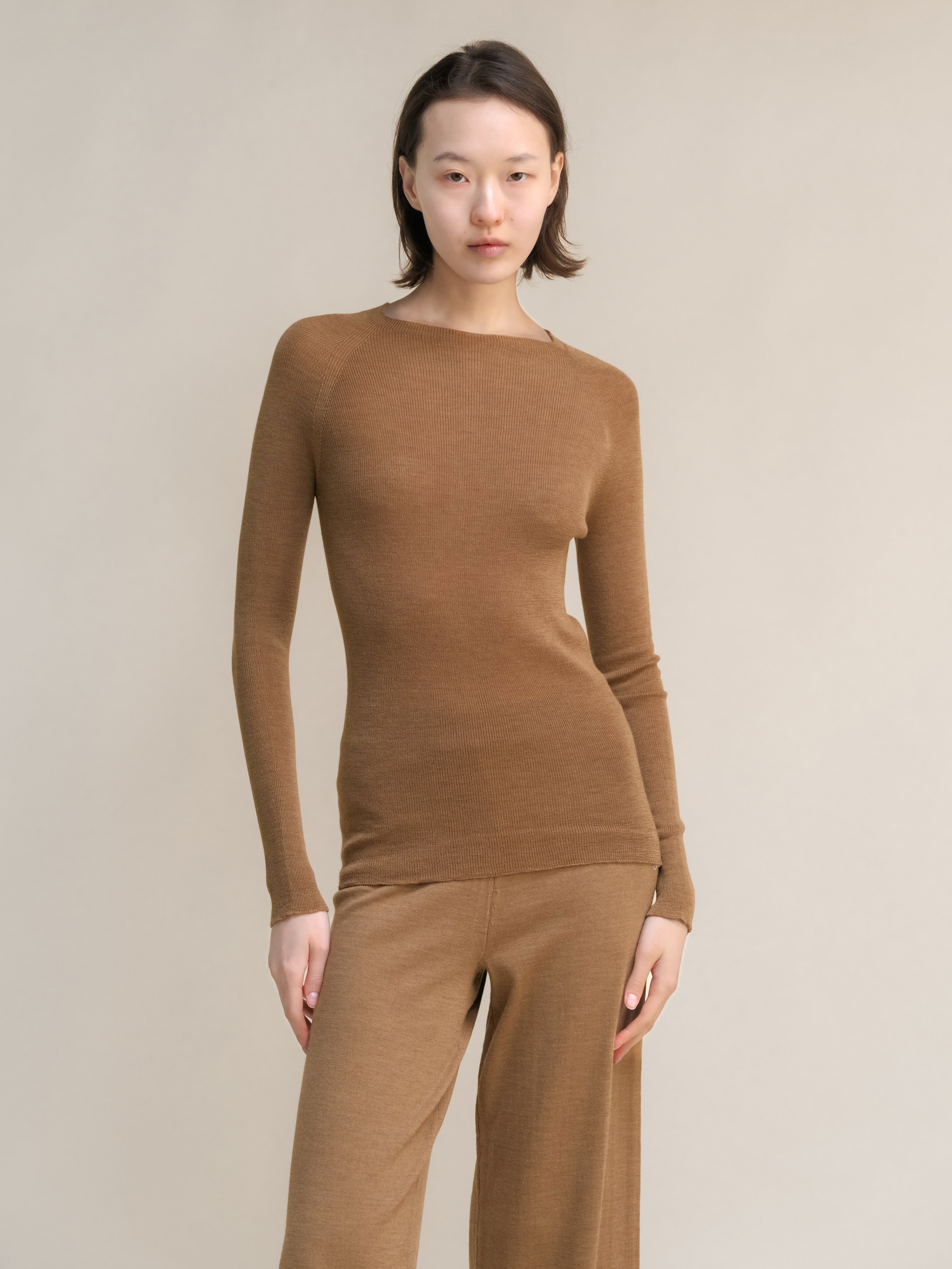 Extra Fine Merino Wool Ribbed 3D-Knit Crewneck Sweater