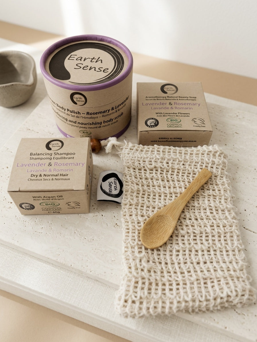 Organic Spa Gift Set, Lavender and Rosemary, Five Pieces 1