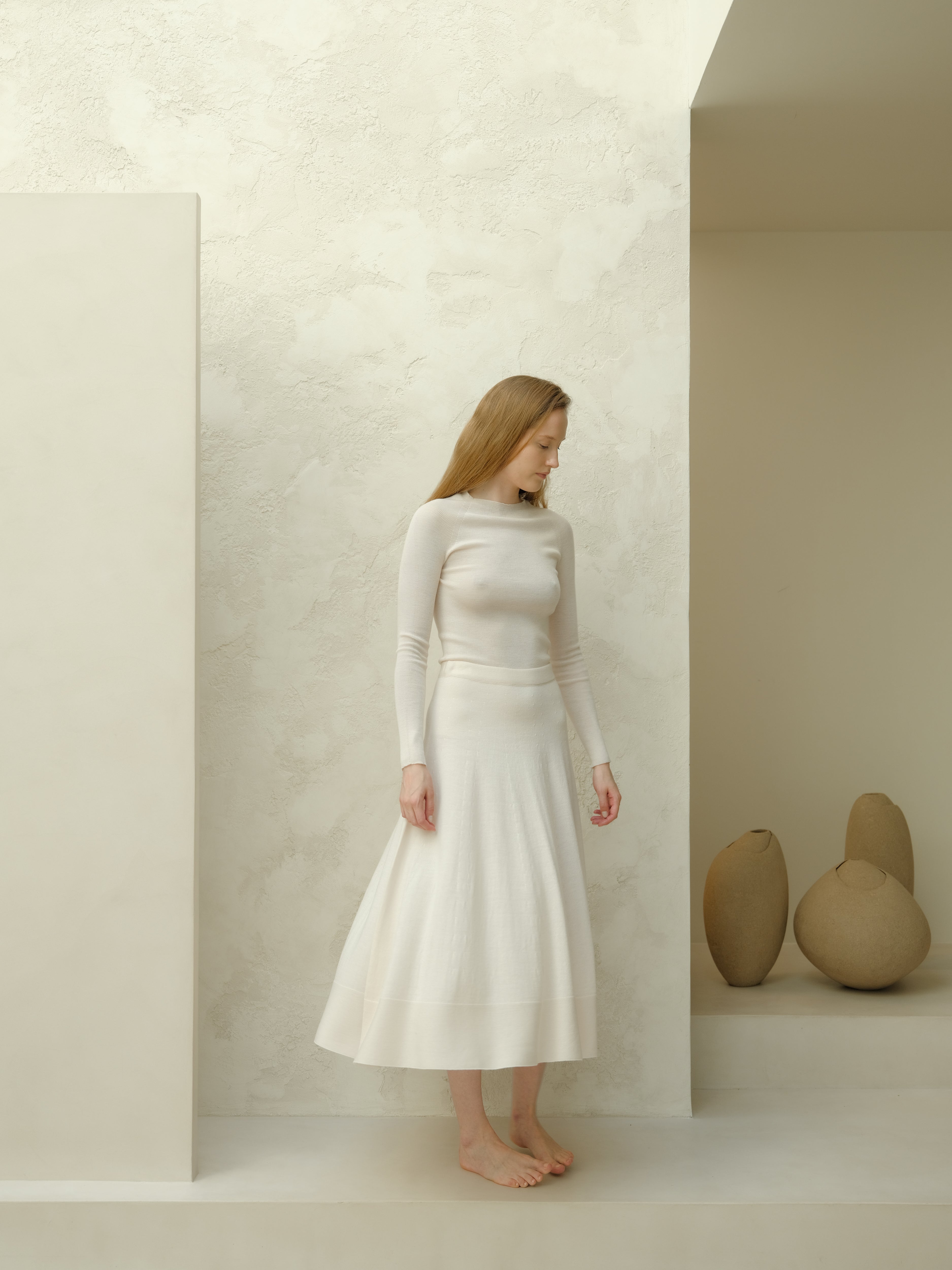 Extra Fine Merino Wool A-Line Skirt (3D-Knit)-8