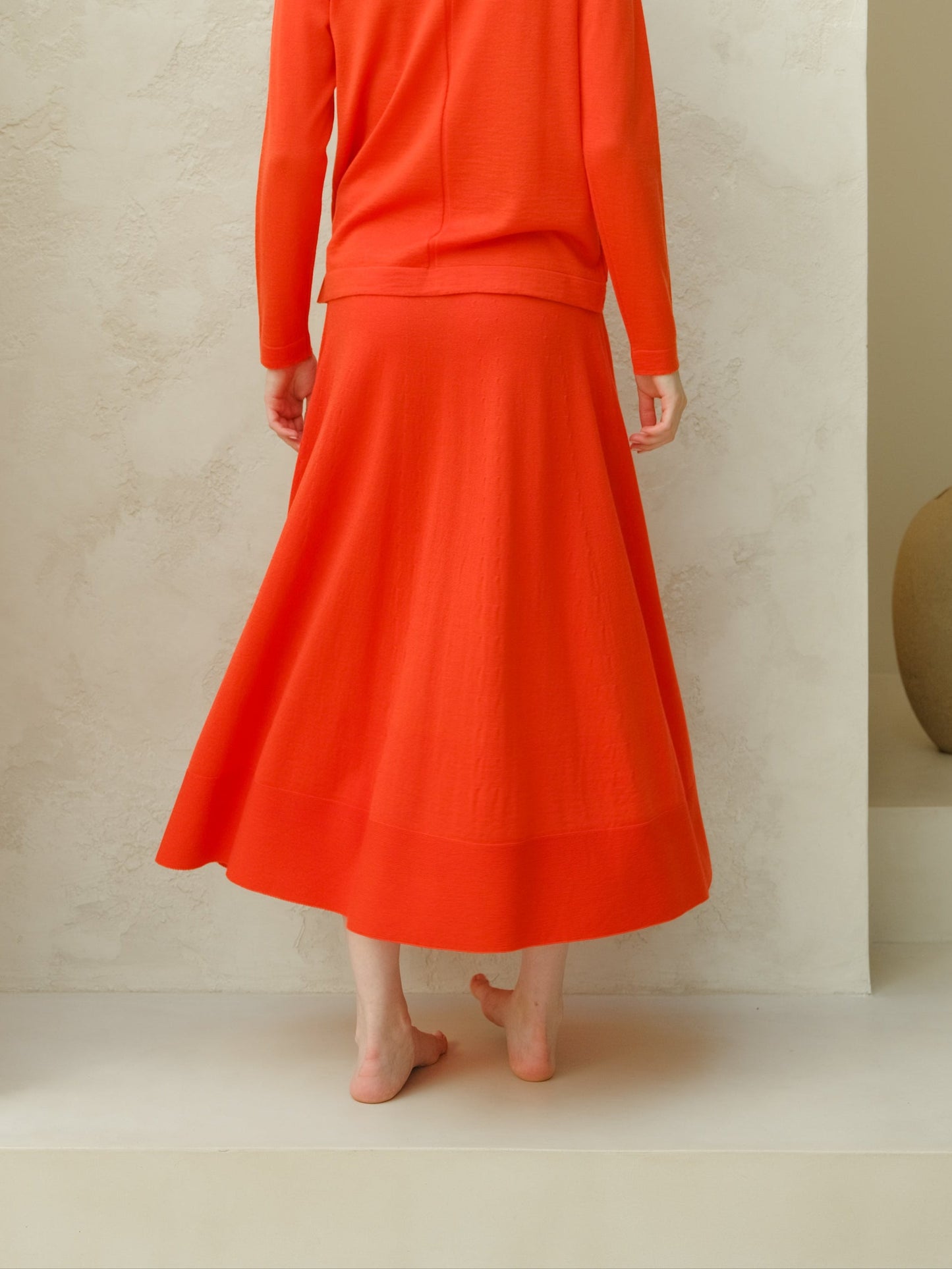 Extra Fine Merino Wool A-Line Skirt (3D-Knit)-5
