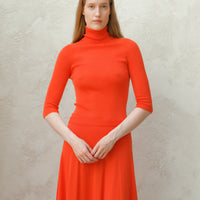Extra Fine Merino Wool 3/4 Sleeve Ribbed Turtleneck  (3D-Knit)-3
