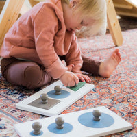 Solid Montessori Wood Shape Puzzle - Triangle, Circle, and Square