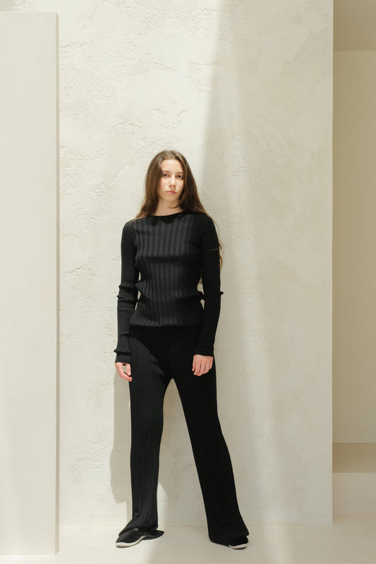 Extra Fine Merino Wool Ribbed Crew Neck (3D-Knit)