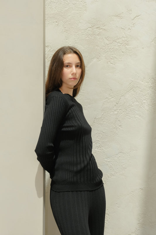 Extra Fine Merino Wool Ribbed Crew Neck (3D-Knit)