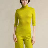 Extra Fine Merino Wool 3/4 Sleeve Ribbed Turtleneck  (3D-Knit)-10