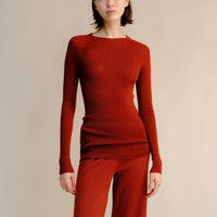 Extra Fine Merino Wool Ribbed 3D-Knit Crewneck Sweater