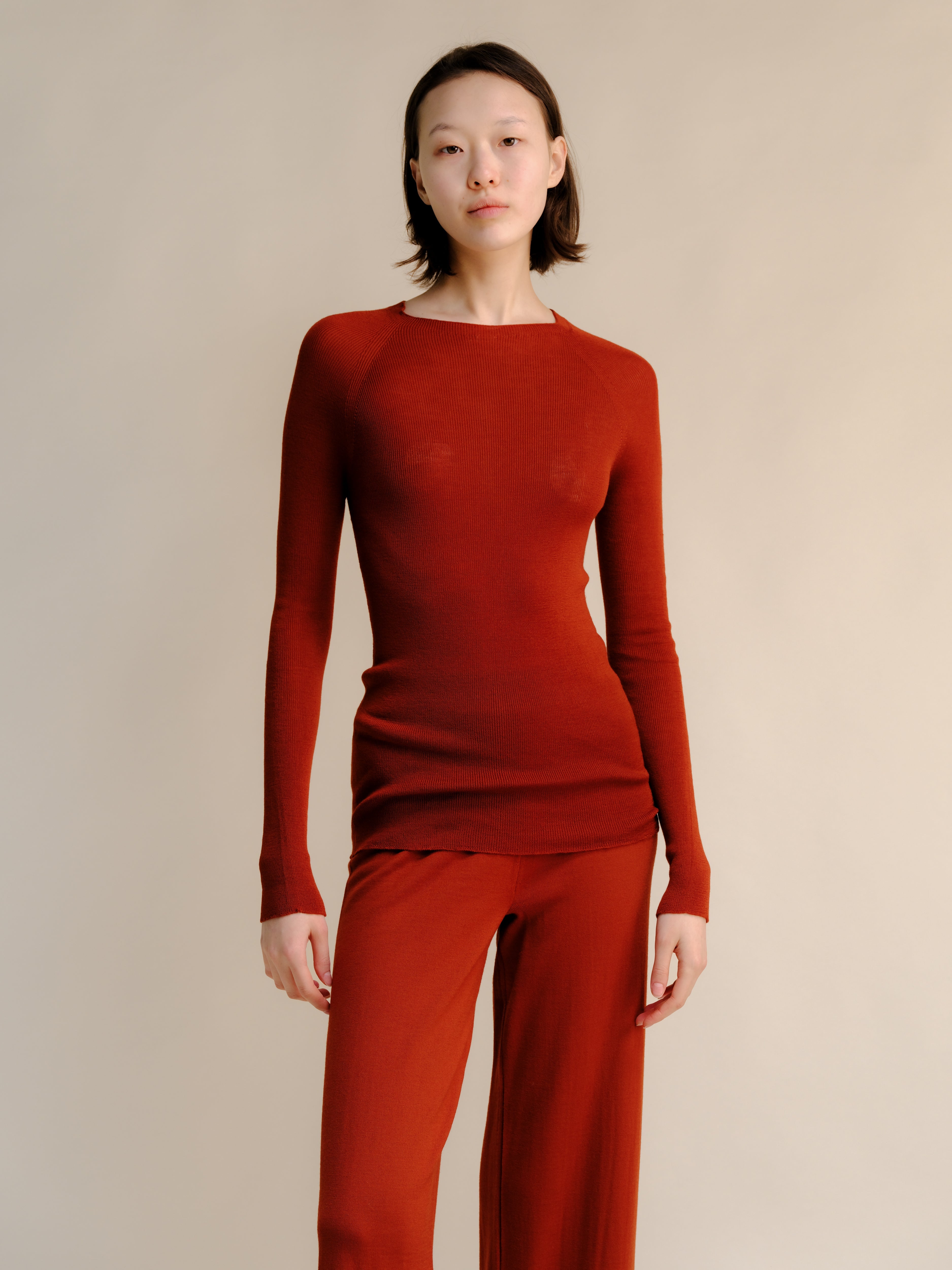 Extra Fine Merino Wool Ribbed 3D-Knit Crewneck Sweater