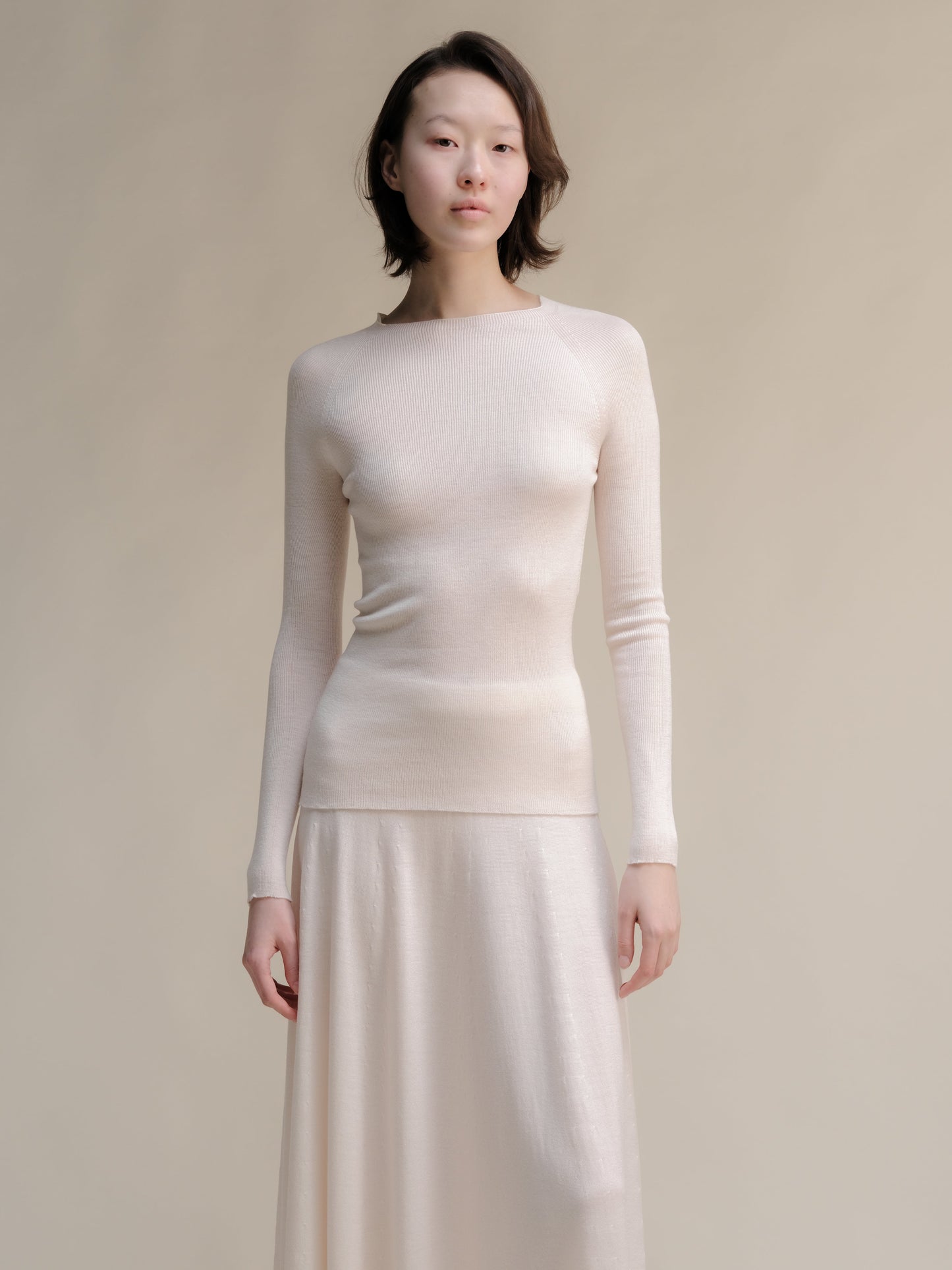 Extra Fine Merino Wool Ribbed 3D-Knit Crewneck Sweater