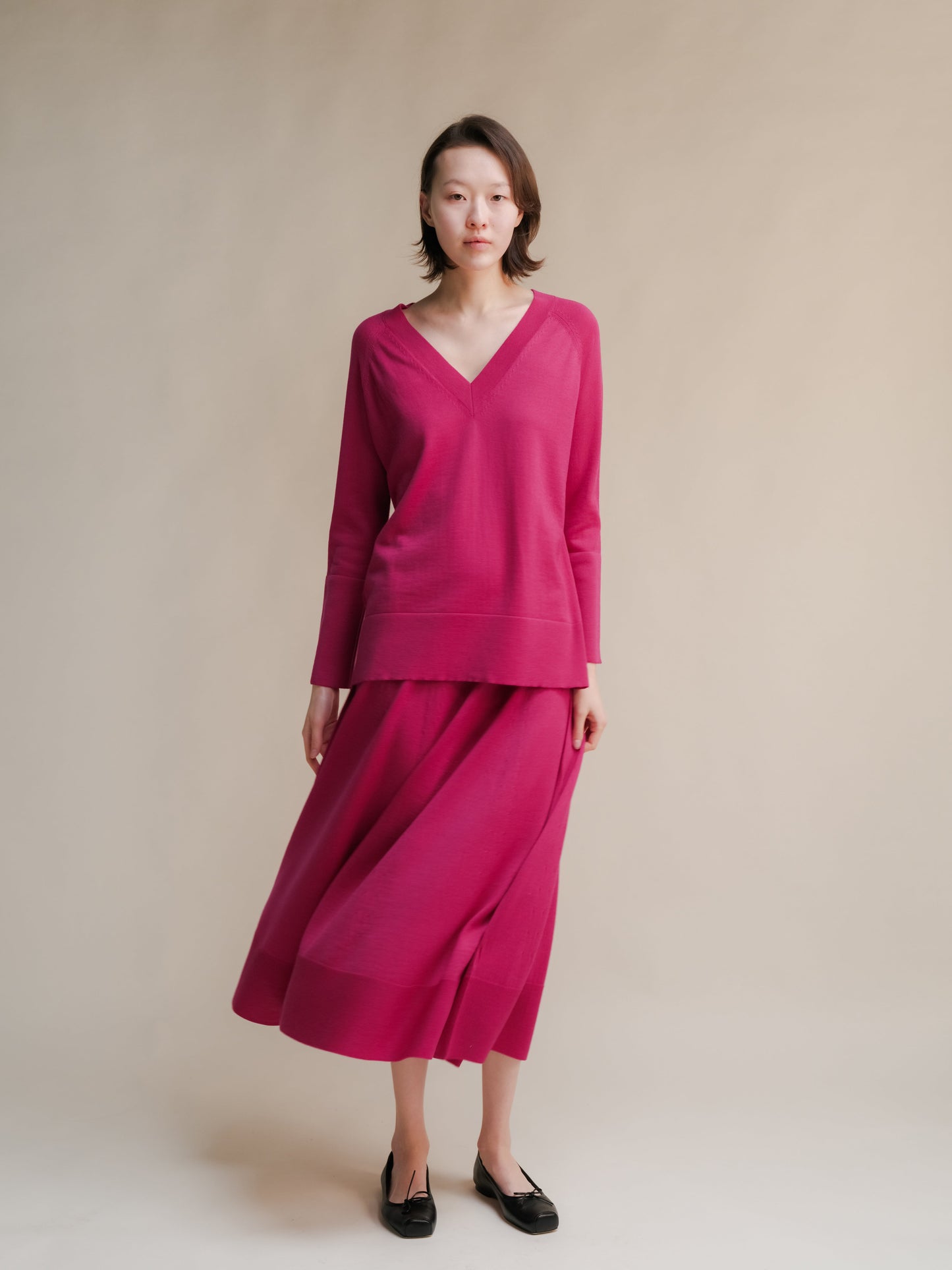Extra Fine Merino Wool A-Line Skirt (3D-Knit)-13