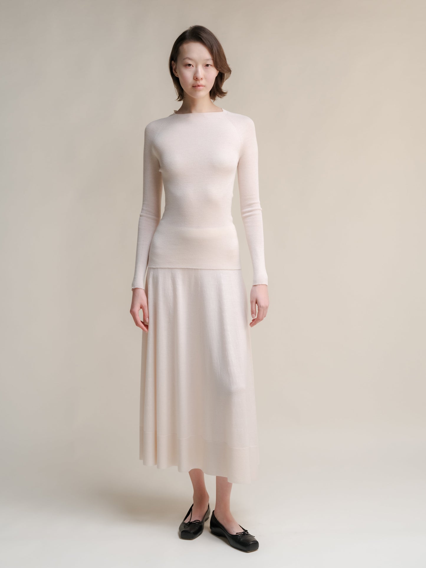 Extra Fine Merino Wool A-Line Skirt (3D-Knit)-12