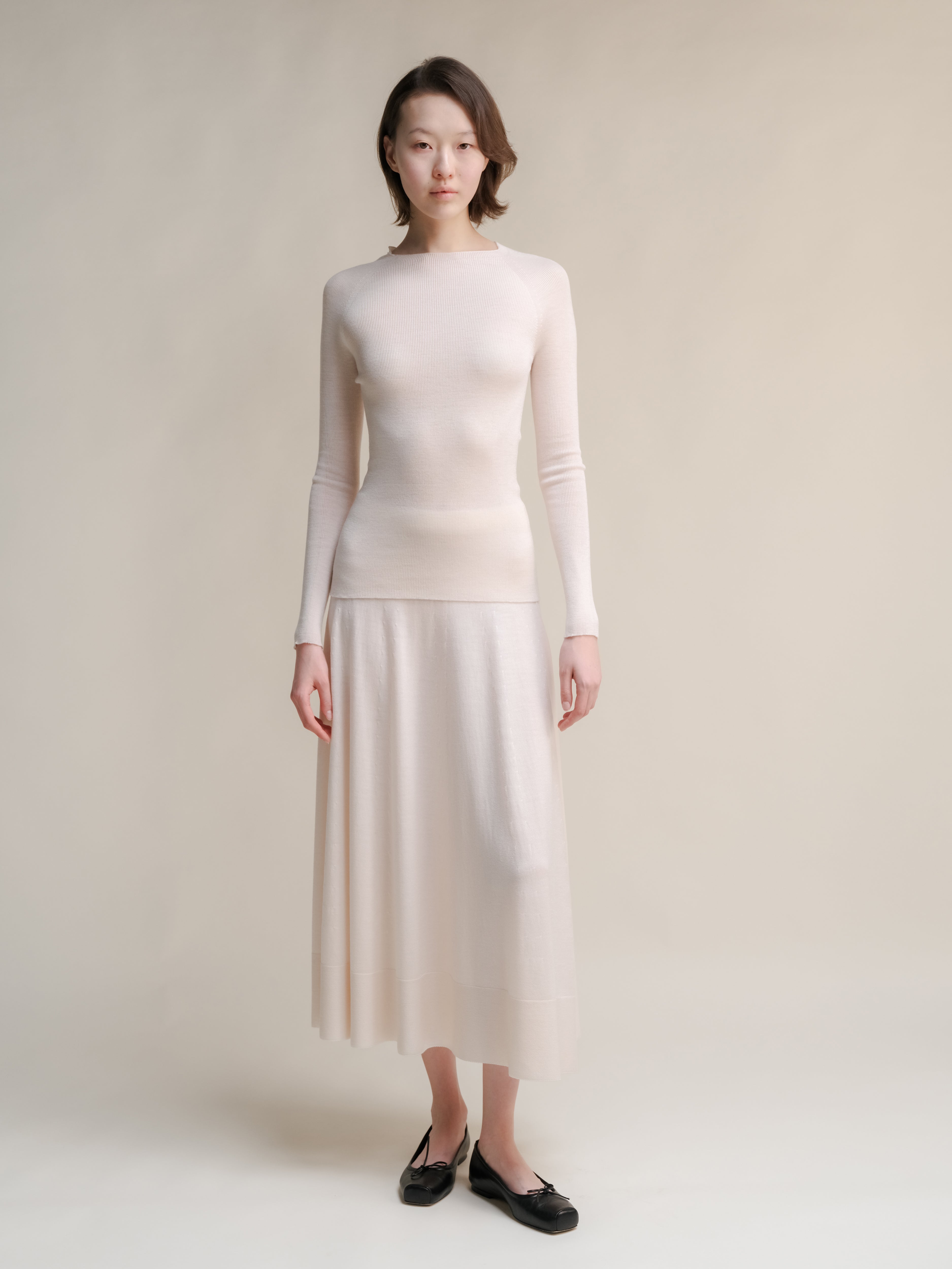 Extra Fine Merino Wool A-Line Skirt (3D-Knit)-12