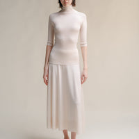 Extra Fine Merino Wool 3/4 Sleeve Ribbed Turtleneck  (3D-Knit)-13