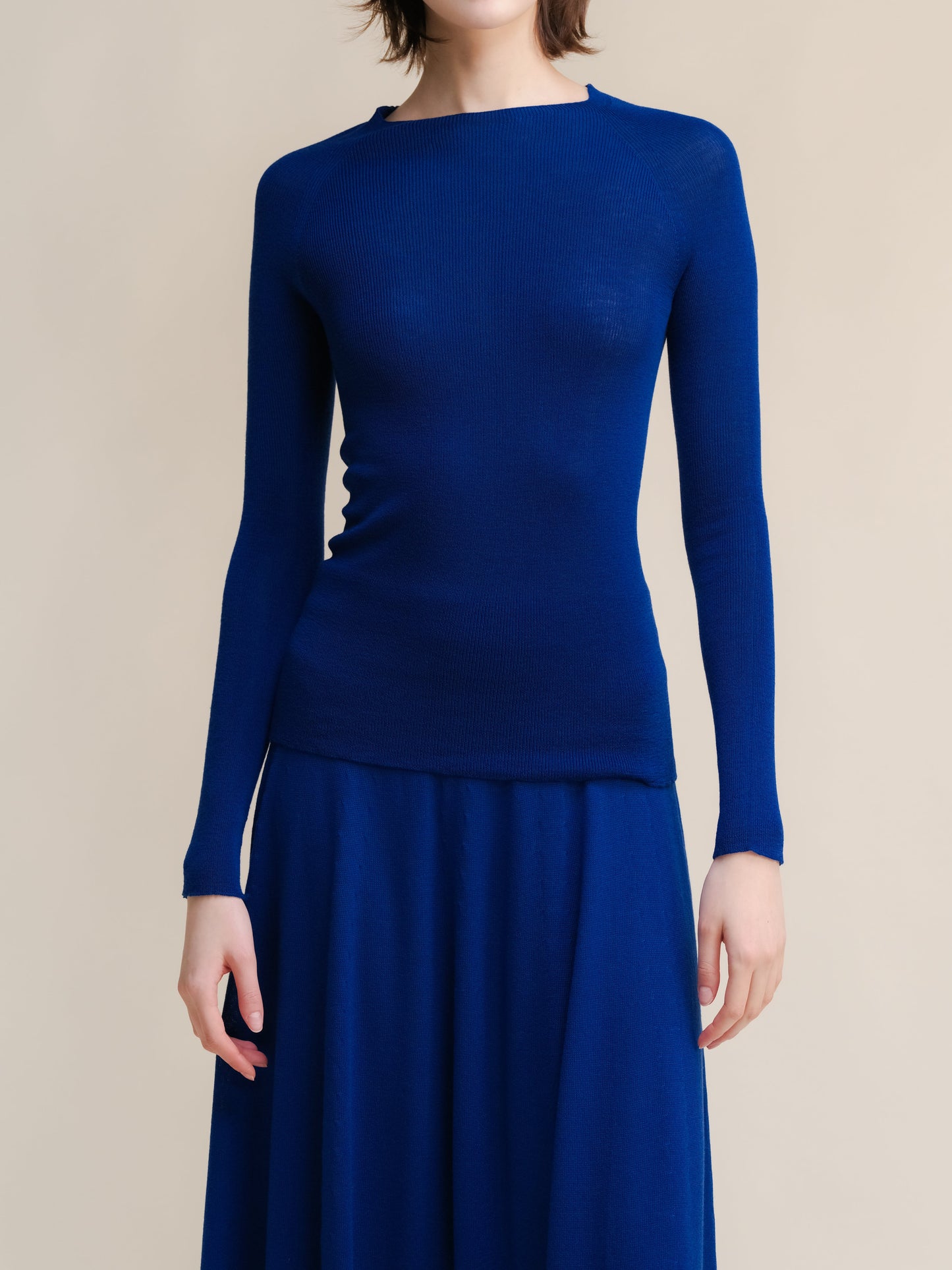 Extra Fine Merino Wool Ribbed 3D-Knit Crewneck Sweater