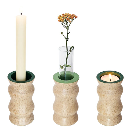 Vira 3 in 1 - Green Finish - Candle Holder / Tea Light Holder / Vase-0
