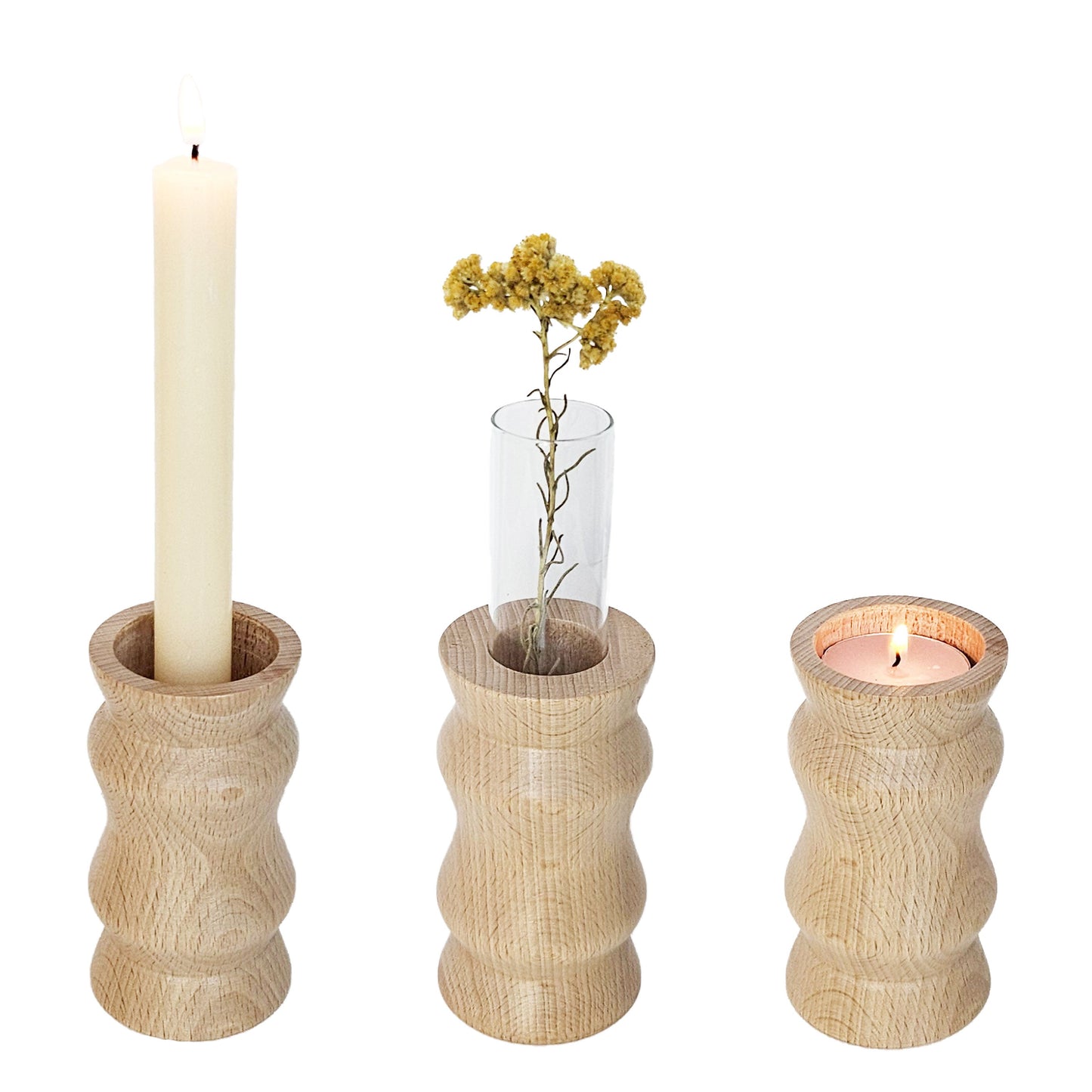 Vira 3 in 1 - Pure Wood I - Candle Holder / Tea Light Holder / Vase-0