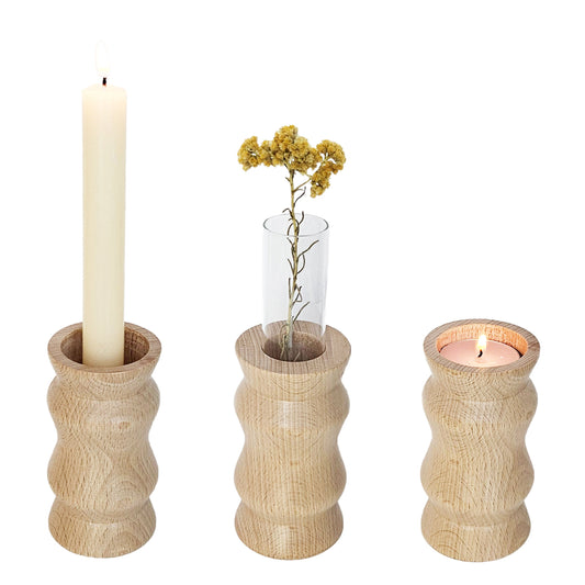 Vira 3 in 1 - Pure Wood I - Candle Holder / Tea Light Holder / Vase-0