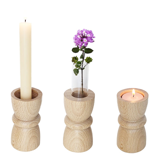 Vira 3 in 1 - Pure Wood III - Candle Holder / Tea Light Holder / Vase-0
