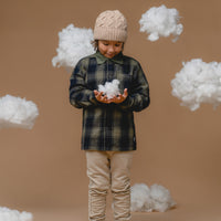 100% Baby Alpaca Cable Hat for Kids - Wheat