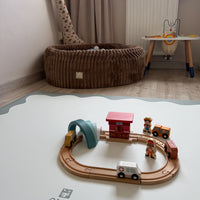 Kids Mealtime Floor Mat, Non-Slip & Waterproof - Blue Frame