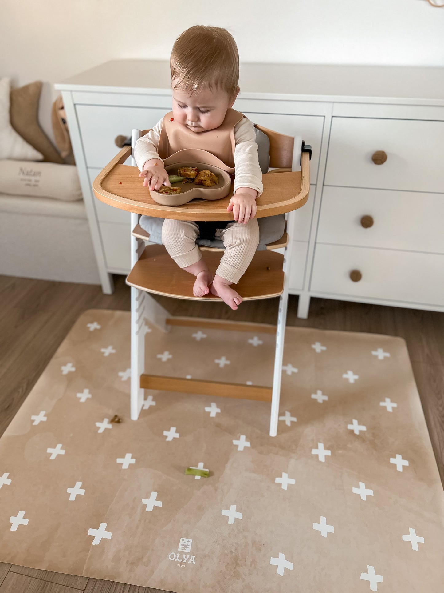 Kids Mealtime Floor Mat, Non-Slip & Waterproof - Cross Sand