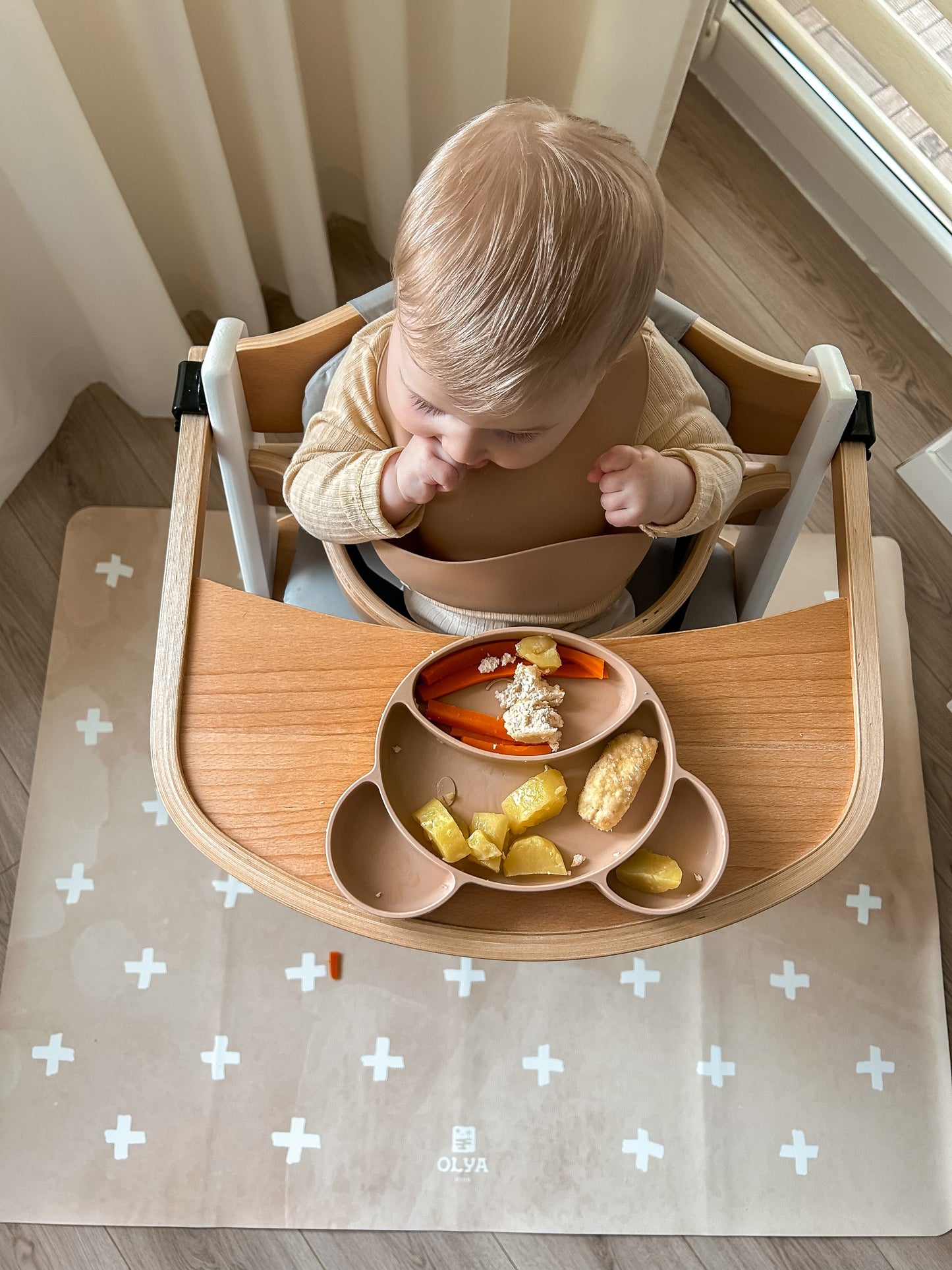 Kids Mealtime Floor Mat, Non-Slip & Waterproof - Cross Sand