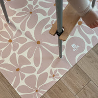 Kids Mealtime Floor Mat, Non-Slip & Waterproof - Daisy Pink