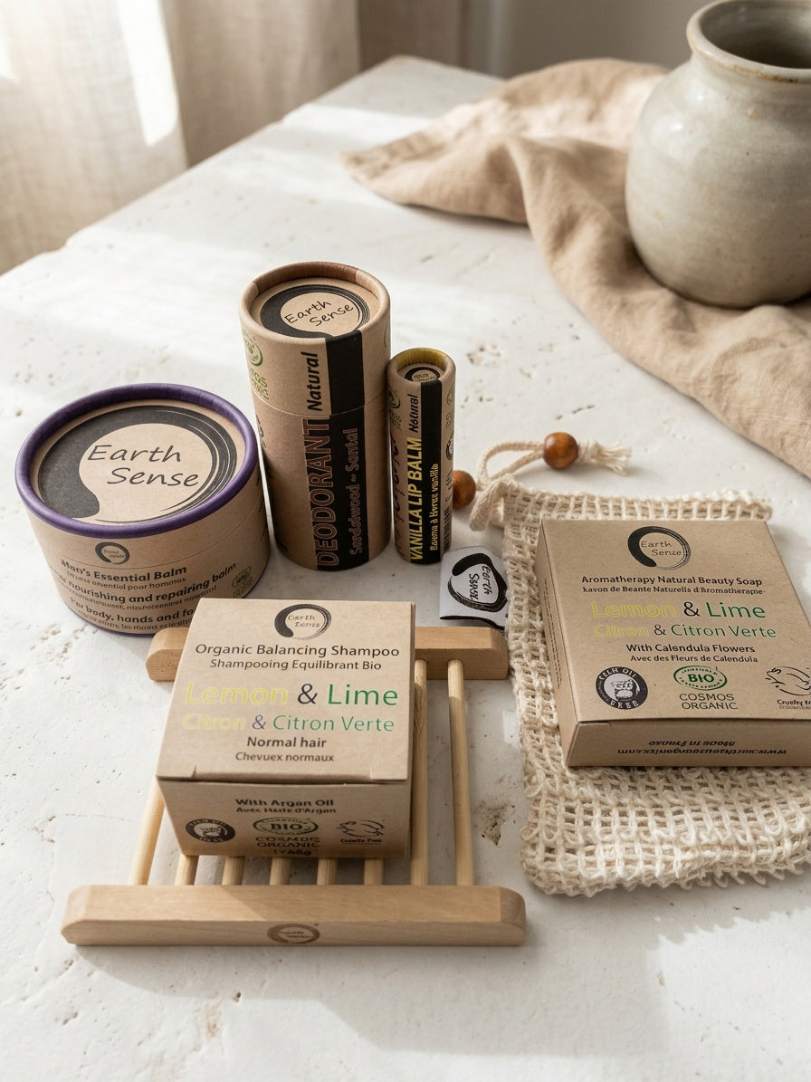 Organic Men's Grooming Gift Set, Sandalwood and Lemon Lime