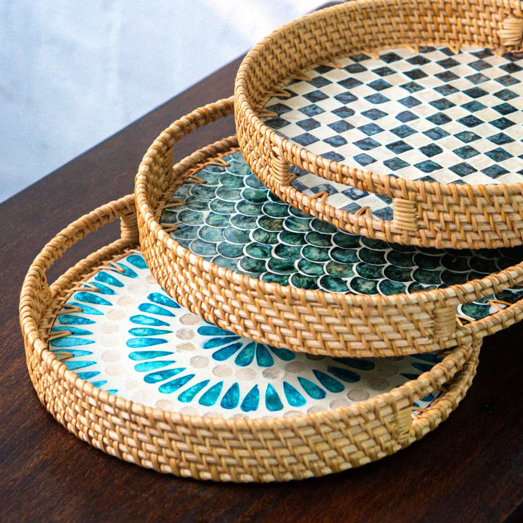 Rattan Trays • Mother of Pearl • Drift (Multiple Sizes)-4