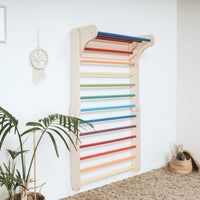 Pikler Triangle Climber with Swedish Wall Add-On (Ages 6m–7y) - Rainbow