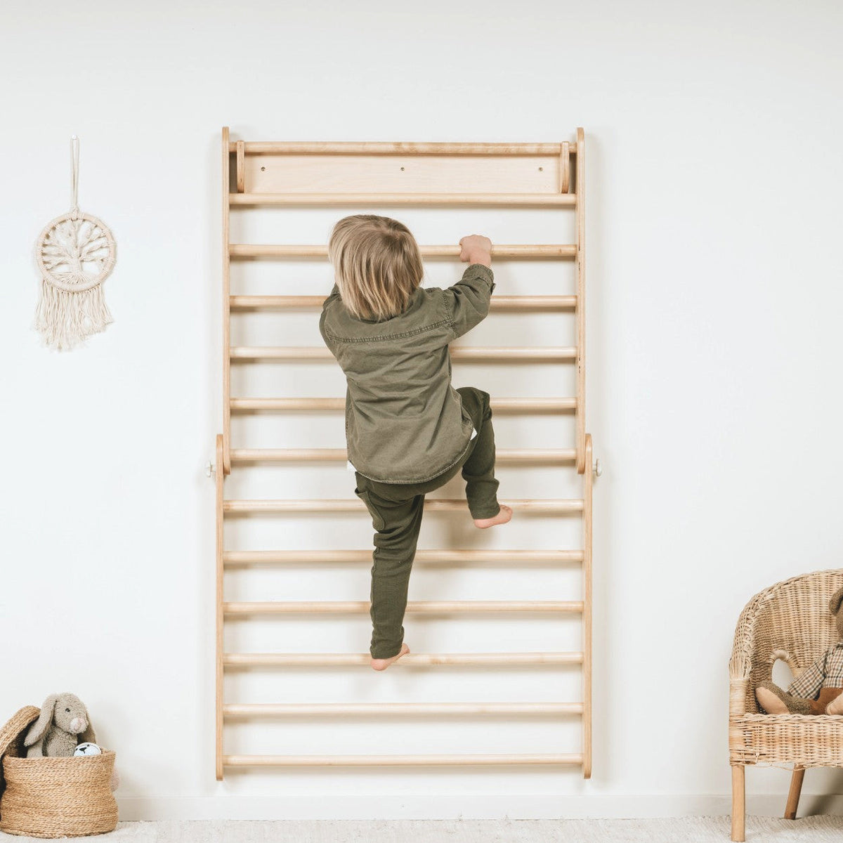 Pikler Triangle Climber with Swedish Wall Add-On (Ages 6m–7y)