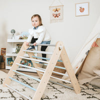 Pikler Triangle Climber with Swedish Wall Add-On (Ages 6m–7y) - Pastel
