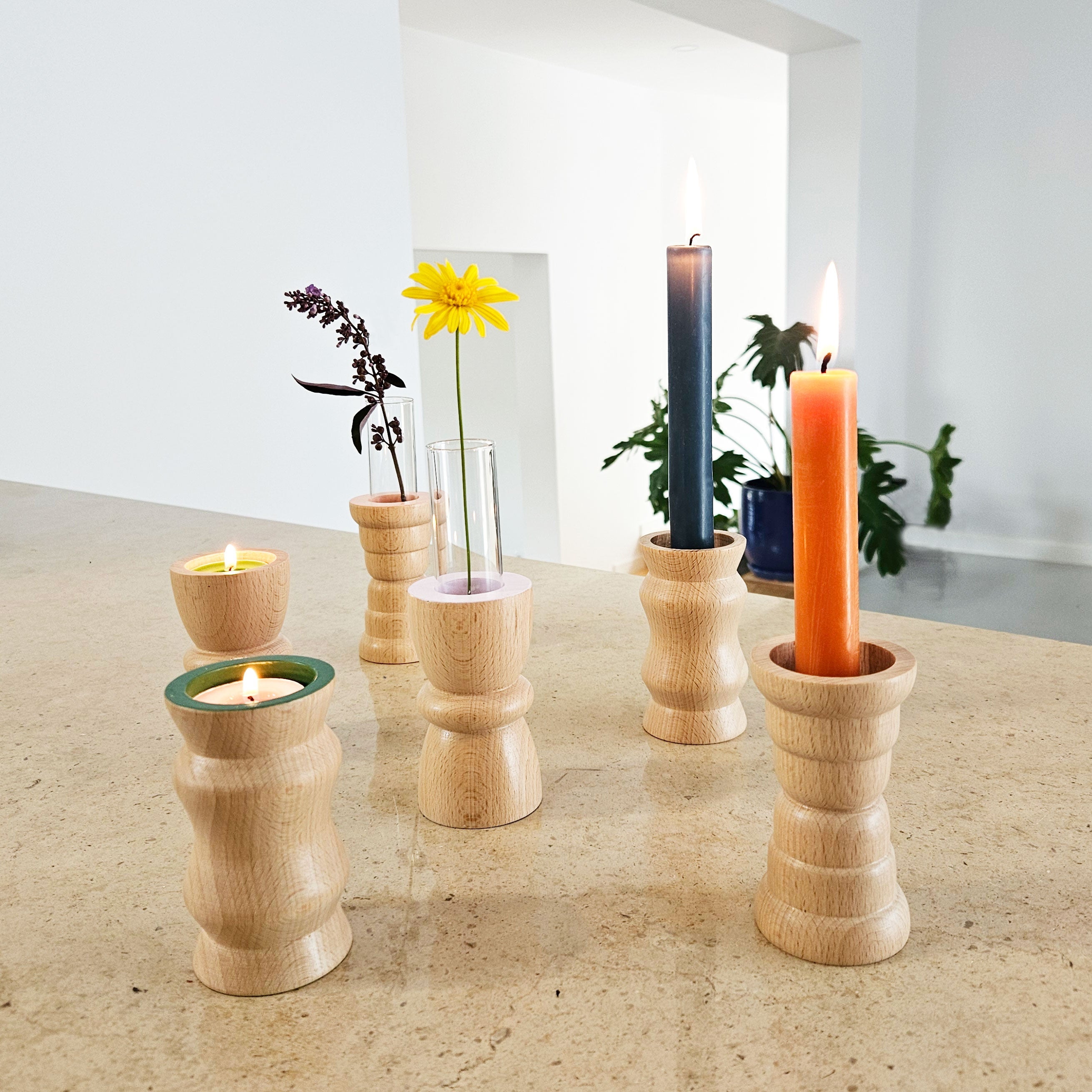 Vira 3 in 1 - Pure Wood I - Candle Holder / Tea Light Holder / Vase-3